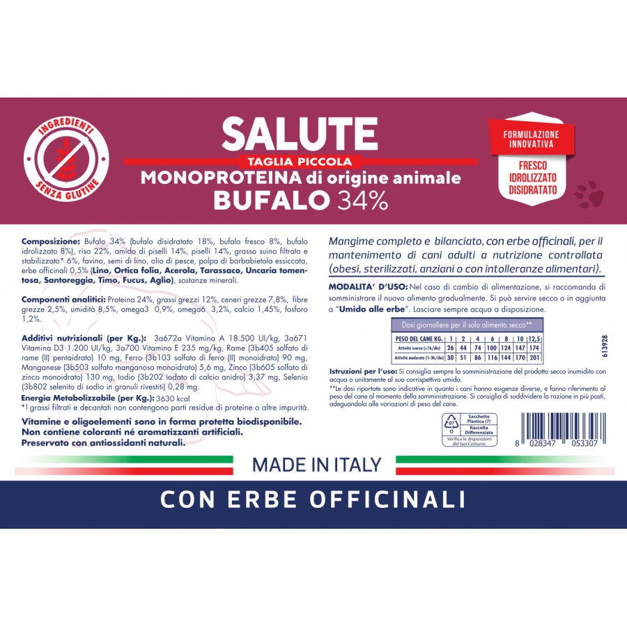 Vet Line Crocchette Cane Salute Bufalo Taglia Piccola 3 kg Vet Line Crocchette Cane Salute Bufalo Taglia Piccola 3 kg